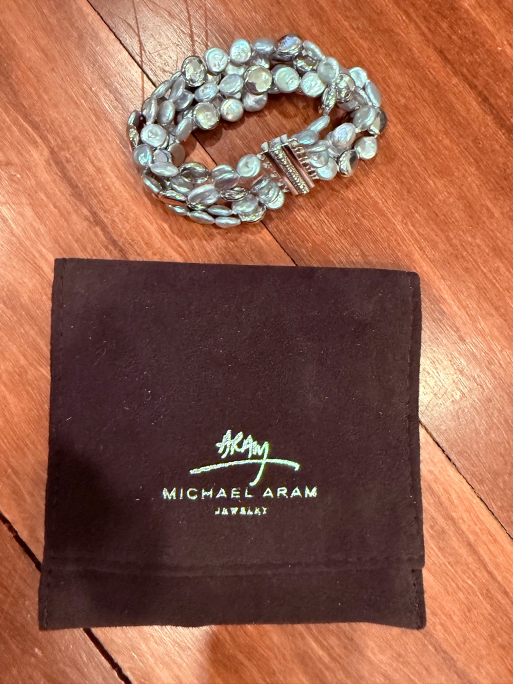NEW Michael Aram Molten Bracelet Sterling Silver 925 & Pearls beads luxury